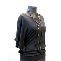 Bluzeczka Diana z pięknymi falbaniastymi rękawami - czarna